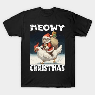 Meowy Christmas, Funny Cute Cat on a Chicken T-Shirt